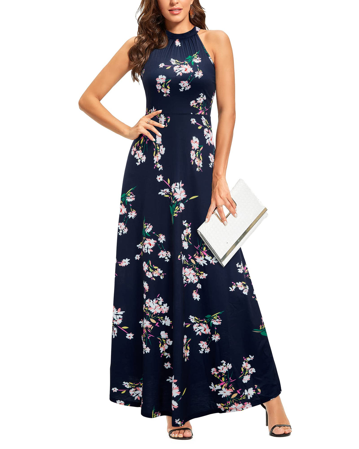STYLEWORD Women's Summer Floral Halter Maxi Dress Vacation Semi Formal 2026