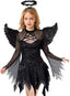 Girls Fallen Angel Dress for Halloween Costume with Black Wings