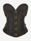 Gothic Steampunk Corset Punk Chain Buckle Retro Masquerade Costume Bustier Top For Women, Brown, Halloween Cosplay