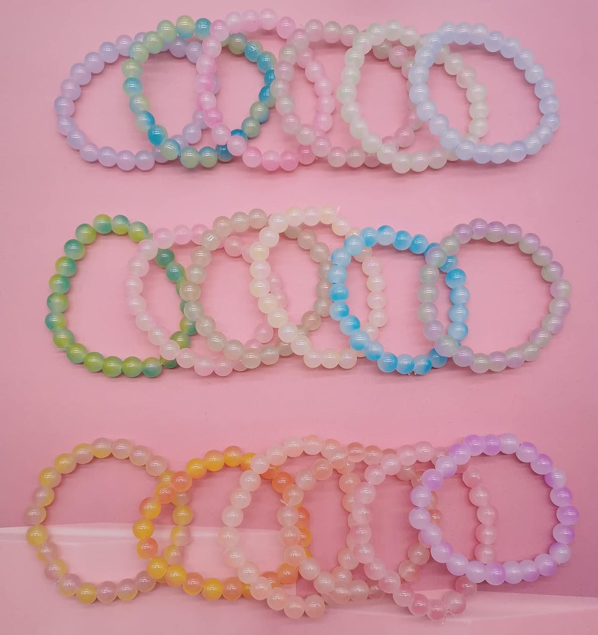 SAMOCO 18Pcs 8mm Glass Beaded Stretch Bracelets for Women