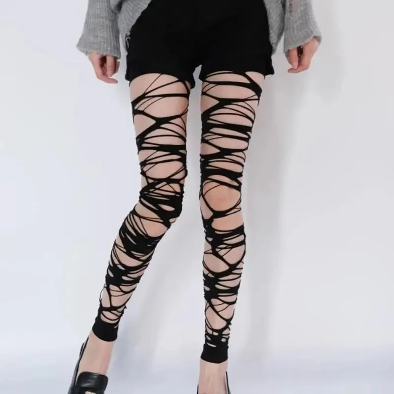 Ripped Gothic Fishnet Mesh Tights – Punk Egirl Style