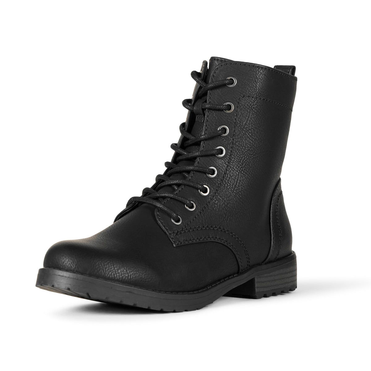 Amazon Essentials Women's Lace-Up Combat Ankle Boots with Side Zipper, Lug Sole