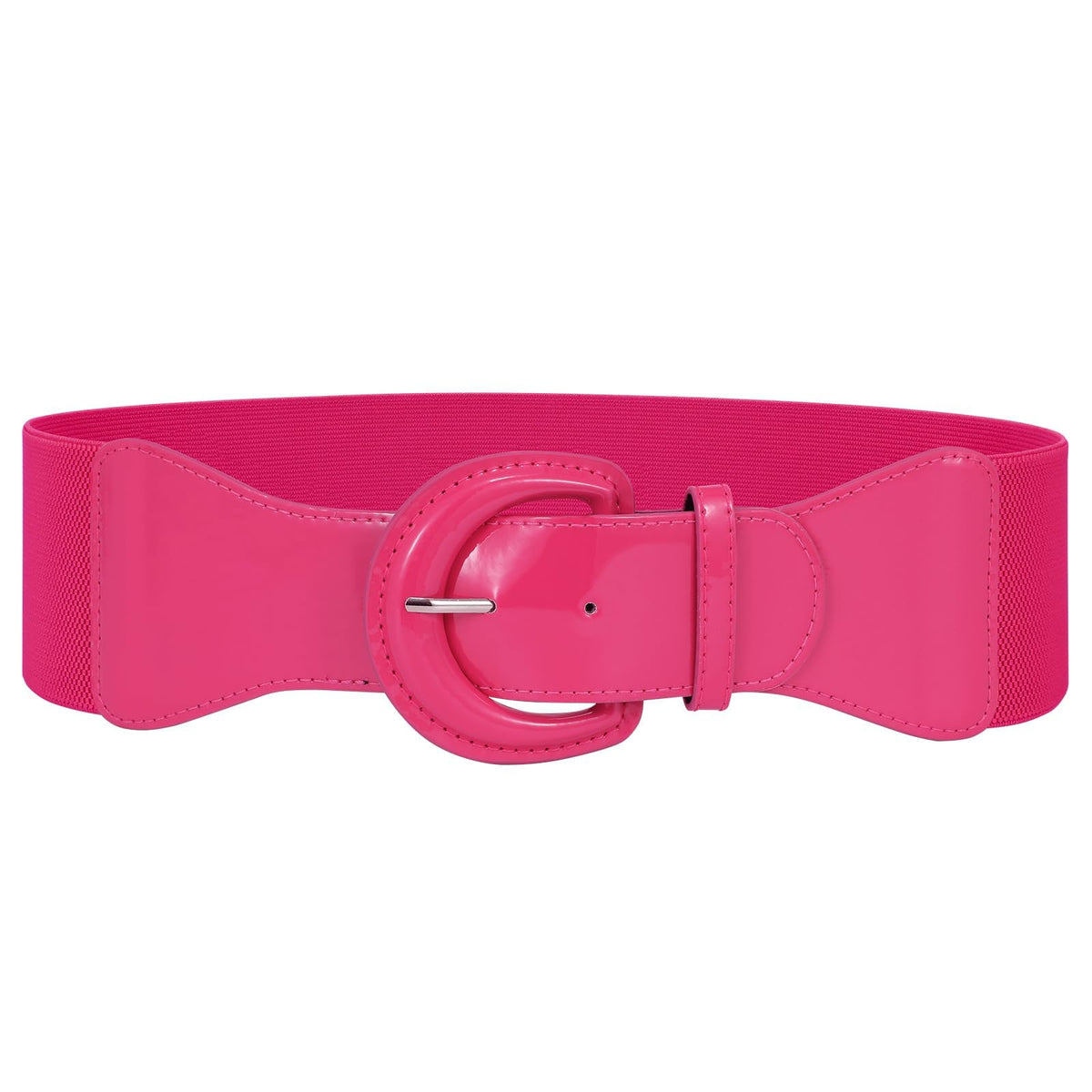 JASGOOD Women Wide Elastic Belts Vintage Chunky Buckle Patent Leather Belt