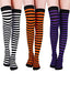SATINIOR 3 Pairs Halloween Striped Thigh High Socks, Knee High