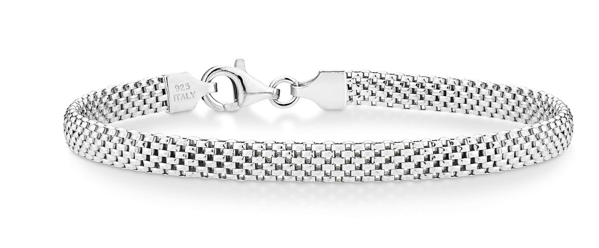 Miabella Italian 925 Sterling Silver 5mm Mesh Bracelet for Women