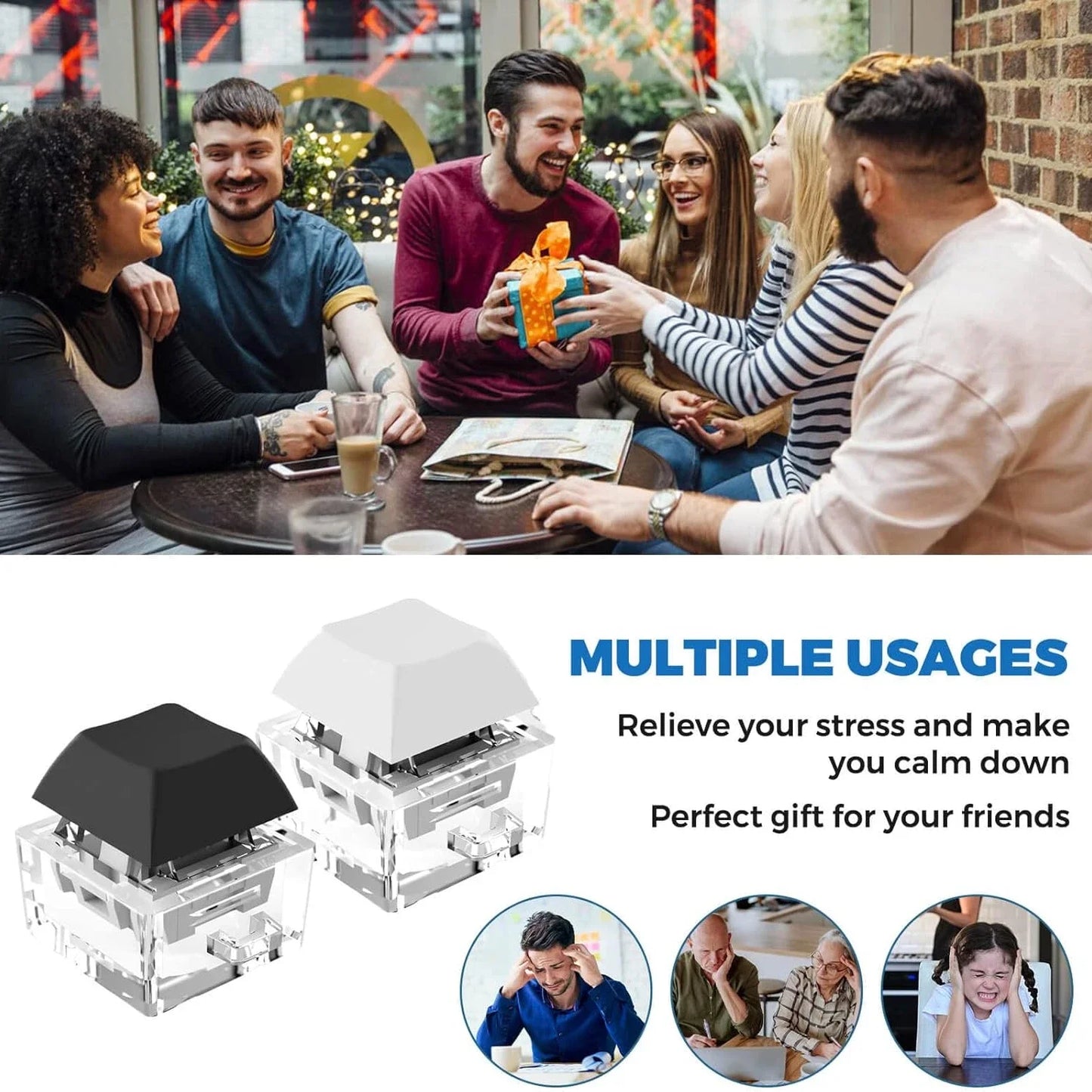 Mechanical Keycap Clicker Fidget Keychain