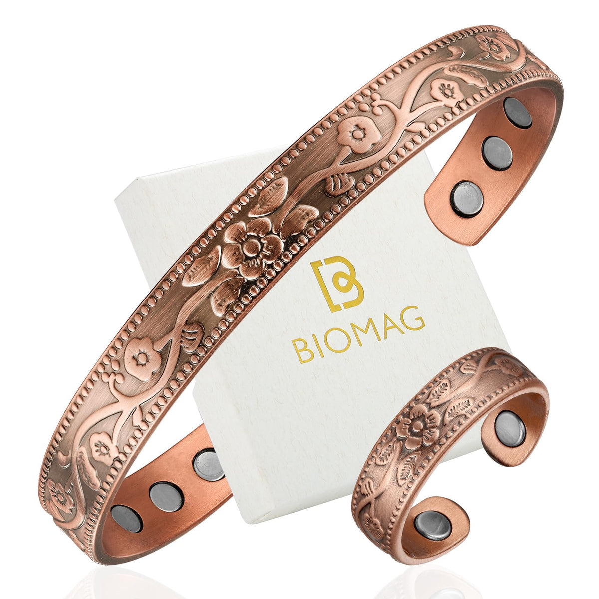 Copper Magnetic Bracelet Set for Women Men, Pure Copper Jewelry Gift
