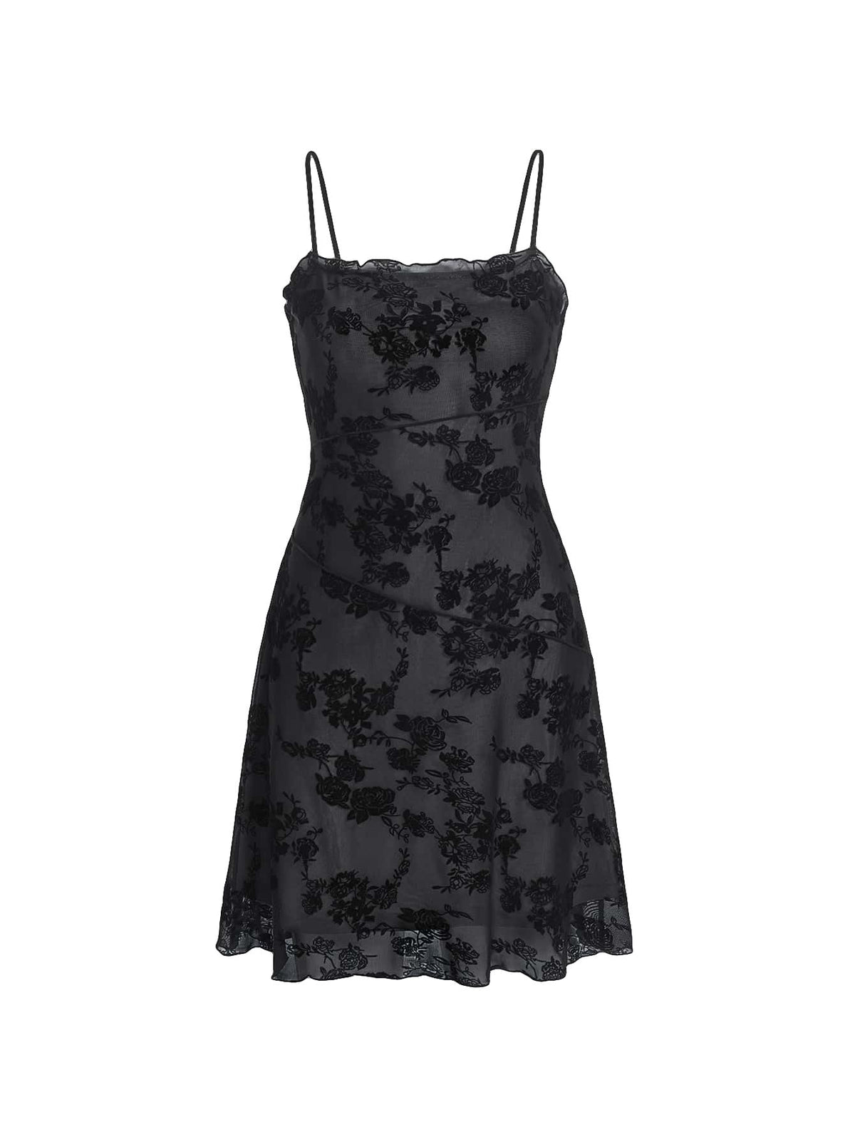 Verdusa Women's Mini Dress Floral Mesh Spaghetti Strap Short Dresses Y2k