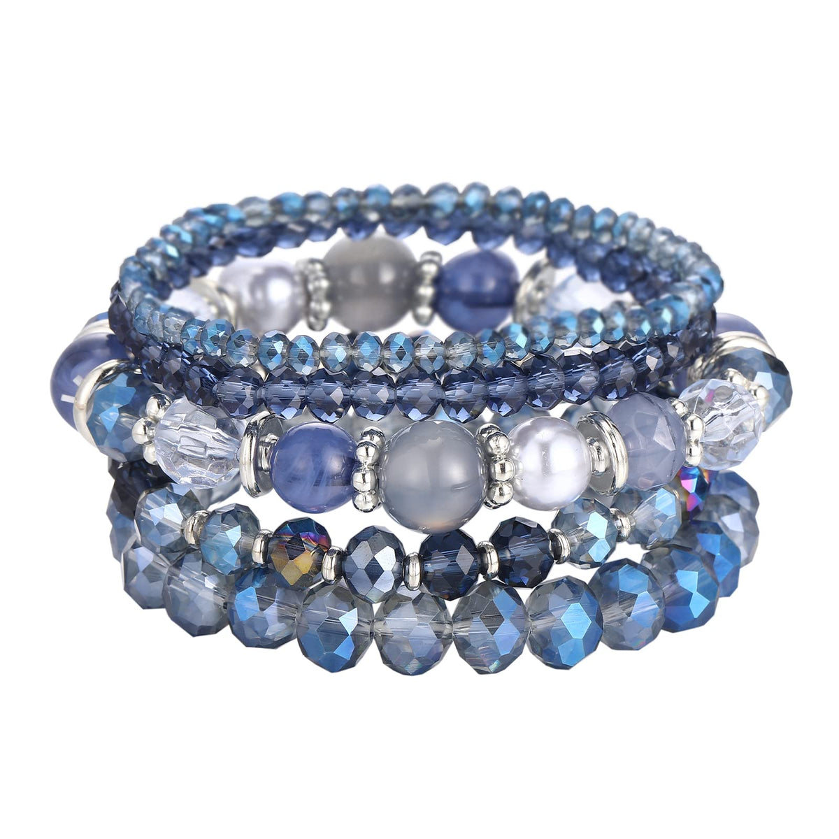 Noessla Beaded Boho Stretch Bracelet Colorful Stackable Crystal Beads Bracelets Trendy Costume Jewelry Mothers Day Gifts for Women