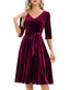Bbonlinedress Women Velvet Christmas Long Sleeve Cocktail Dress Burgundy M