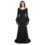 JEGERMIG Black Gothic Maxi Dress, V-Neck Flared Sleeves Halloween Costume