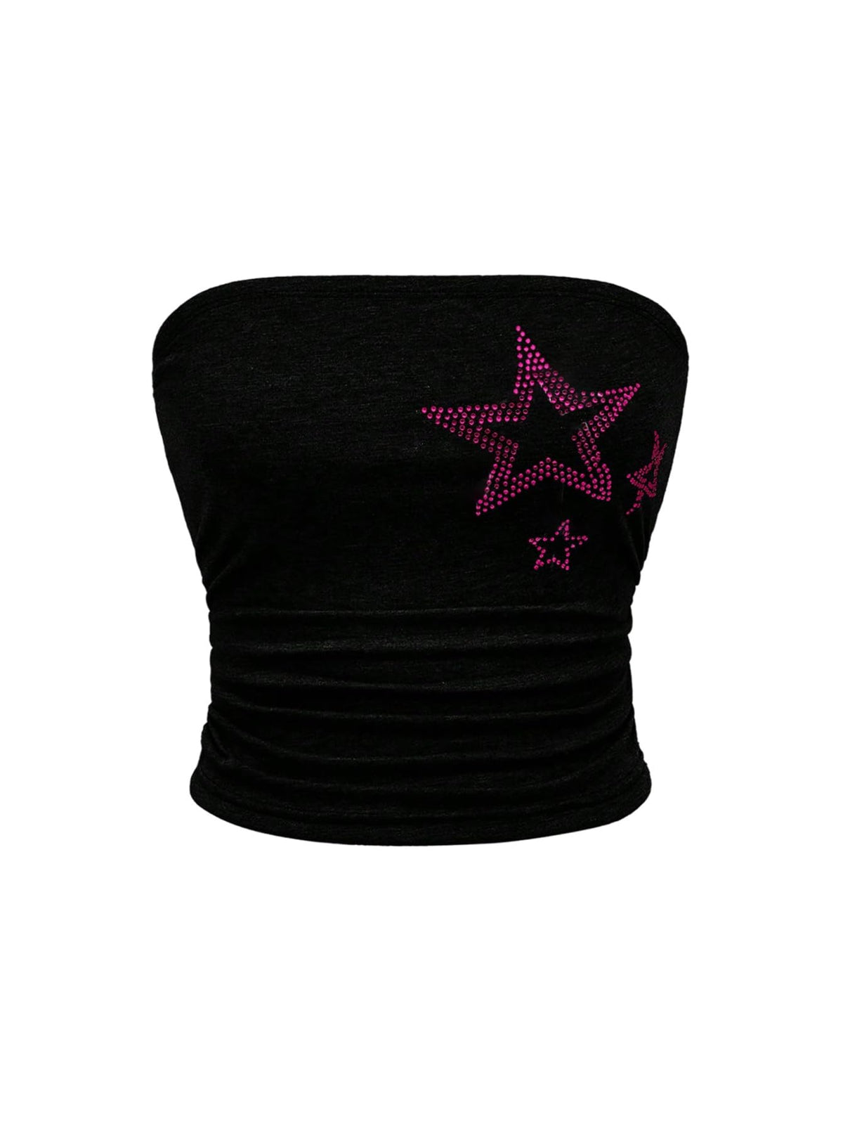 WDIRARA Women's Star Rhinestone Strapless Crop Tube Bandeau Top