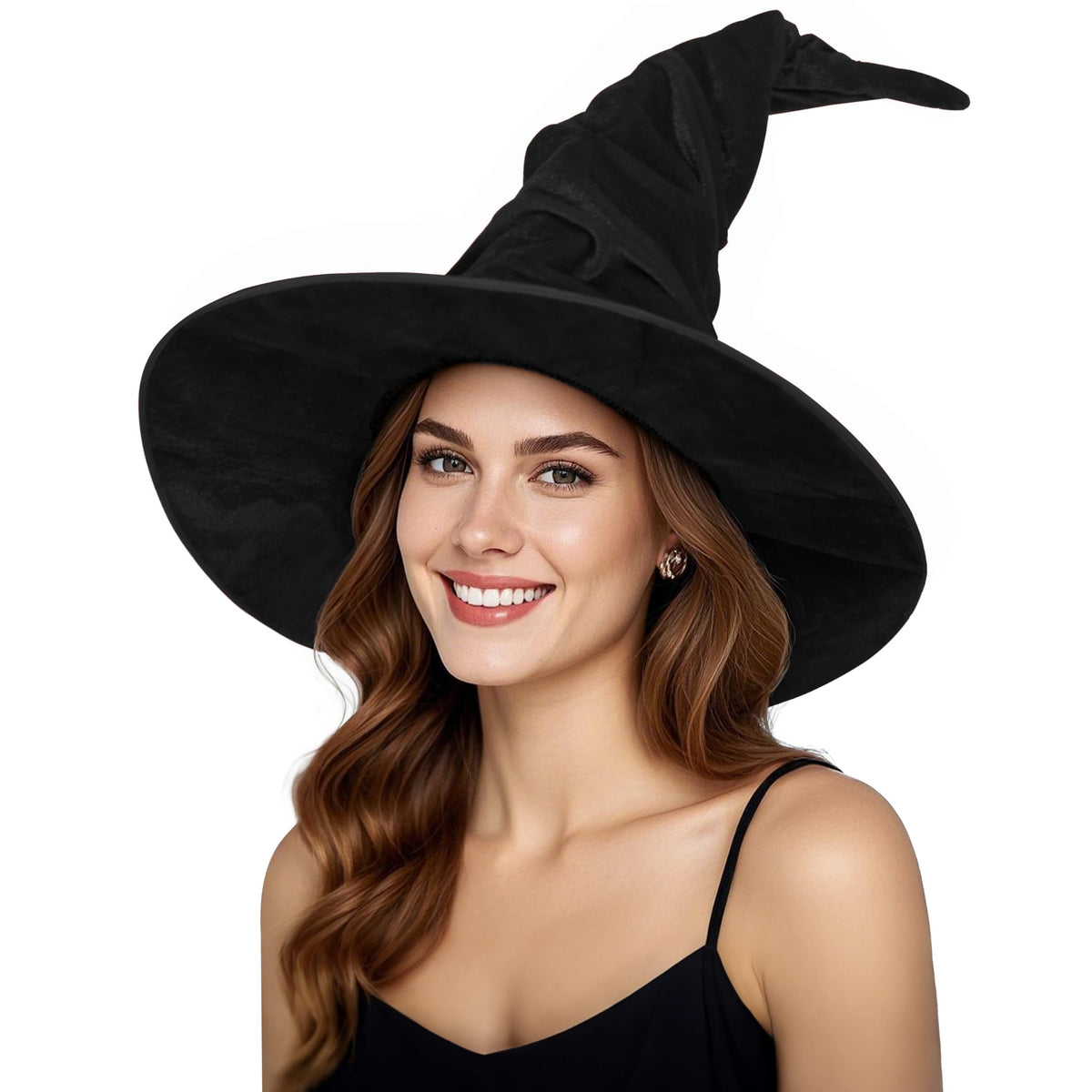 Women's Witch Hat with Shapeable Wide Brim and Adjustable Drawstring