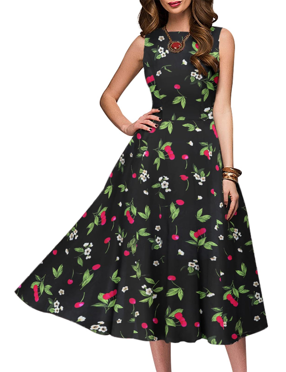 Simple Flavor Women's Vintage 1950s Cocktail Midi Dress