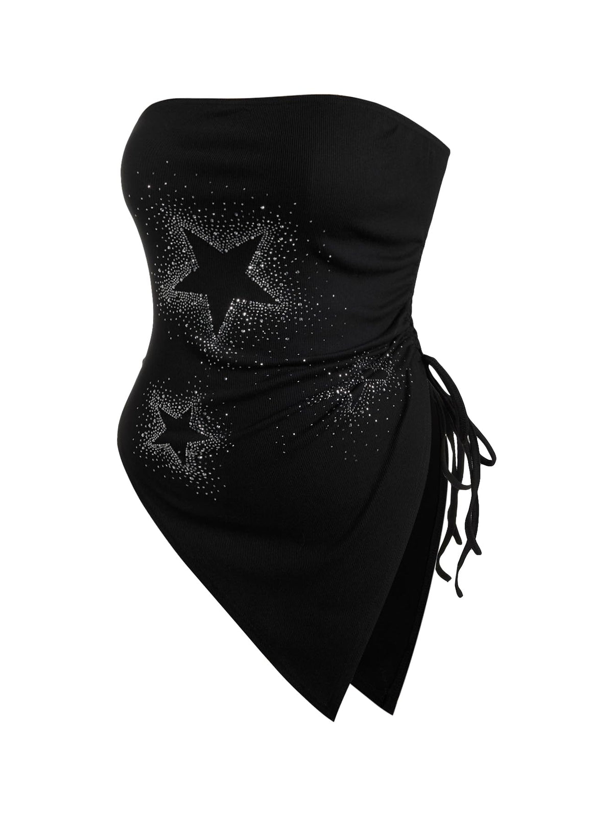 SHENHE Women's Plus Print Ruched Asymmetrical Y2k Star Tube Top