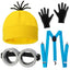 CONGRU 4 Pcs Halloween Costume for Adults,Yellow Hat/Goggle/Glove/Suspender