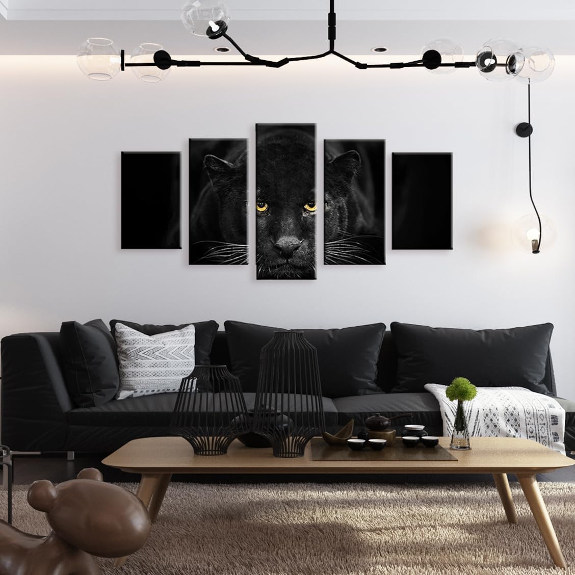 Black Panther 5-Piece Modern Canvas Wall Art