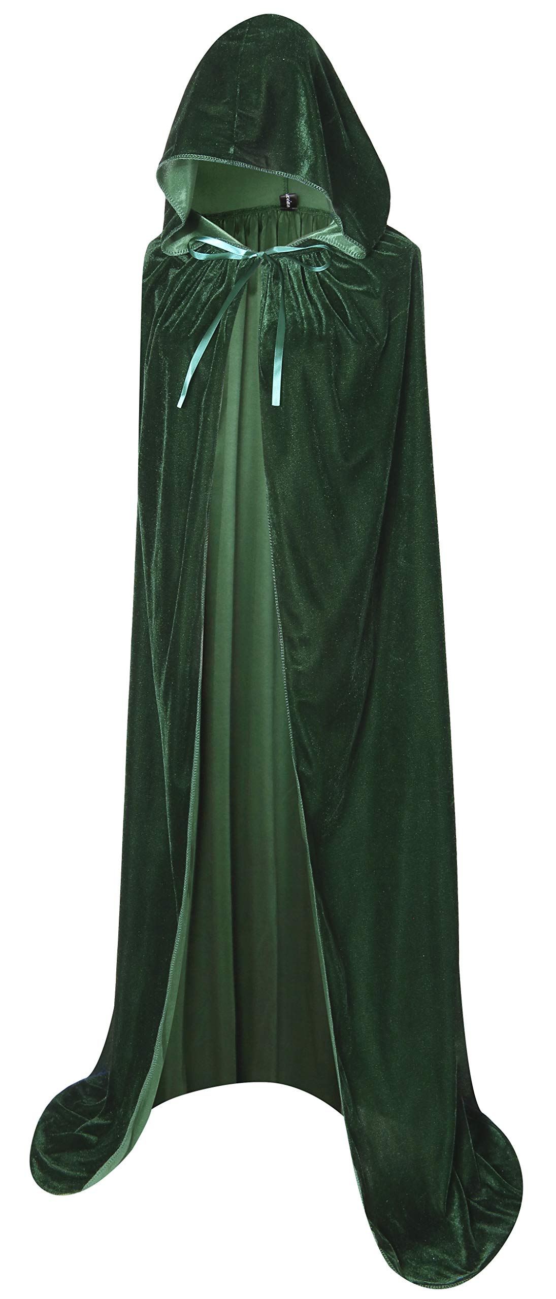 BIGXIAN Long Hooded Cloak Velvet Cape Witch Costume Halloween Costumes for Women Men