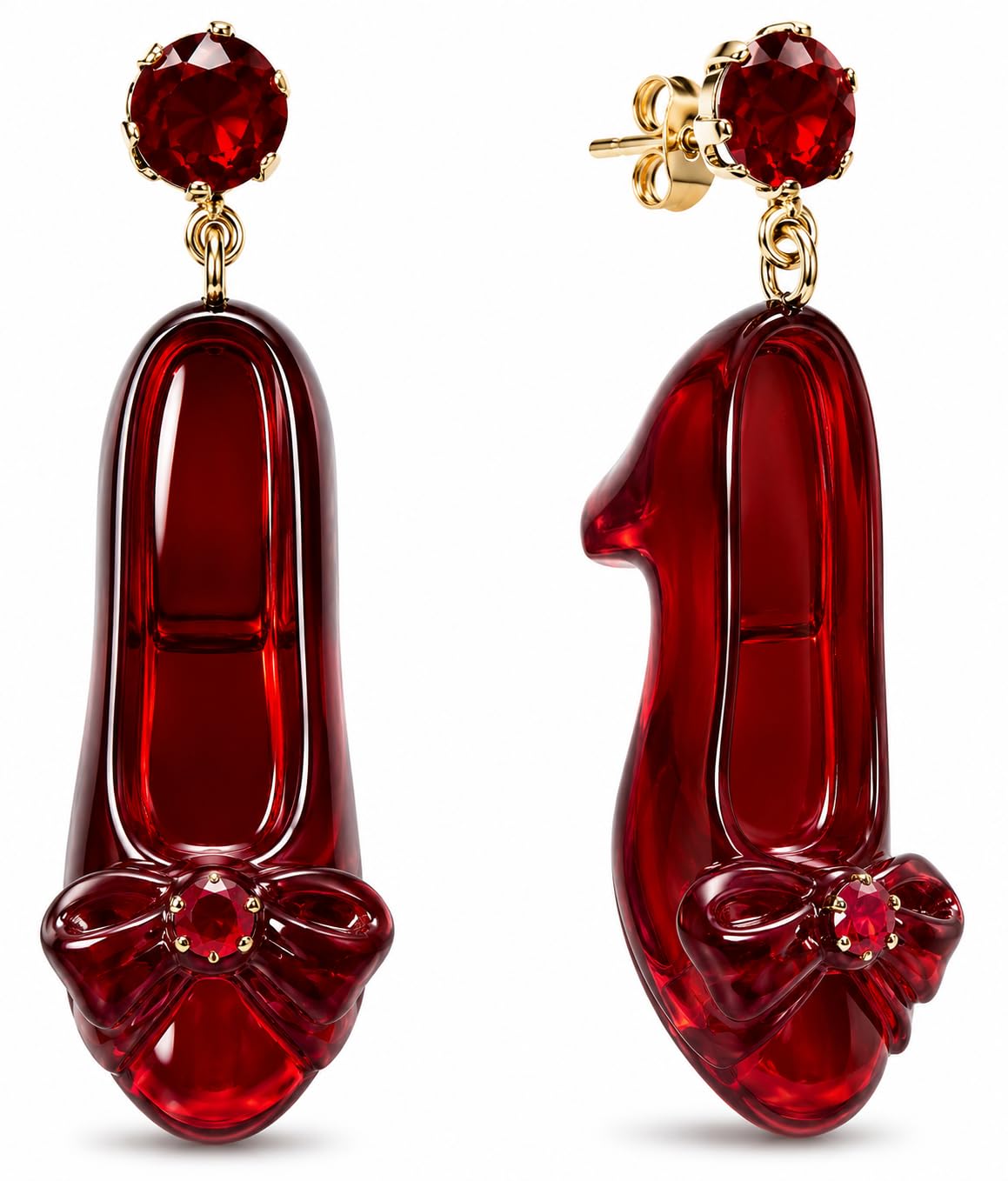 Cute Pair of Ruby Slipper Drop and Dangle Earrings for Women. Wonderful Wizard Oz Themed