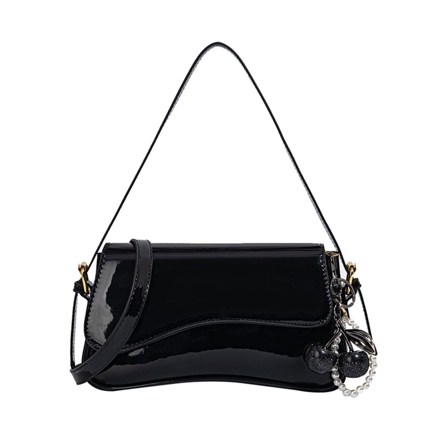 Purse for Women — Hobo Crossbody/Shoulder Bag with Cherry Pendant, Classic Retro Y2K, Detachable Straps
