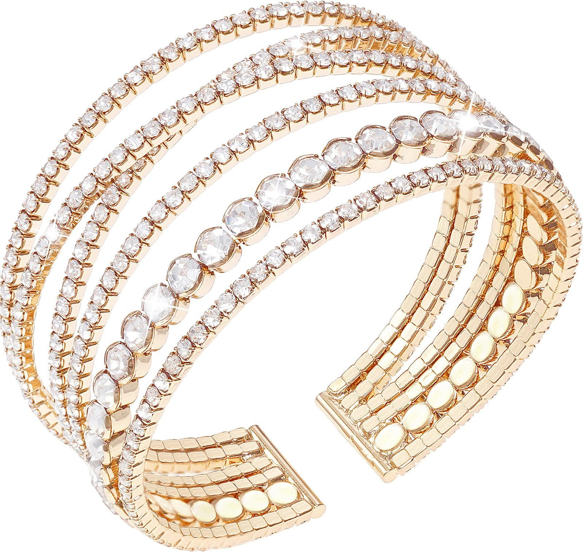 Suyi Rhinestone Bracelet Multilayer Gold Cuff Bracelet for Women Crystal Braidal Bracelets