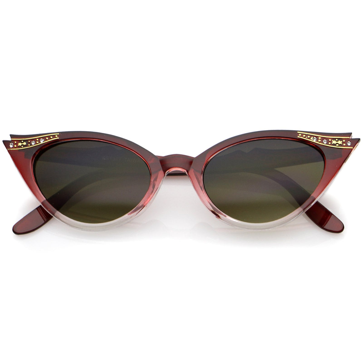 zeroUV 50s Vintage Cat Eye Sunglasses for Women UV400 Embellished with Rhinestones, Pinup Girl & Rockabilly Accessories 50mm