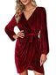 BerryGo Women's Long Sleeve Wrap Semi Formal Velvet Mini Dress Sexy Cocktail Party Winter Club Dress