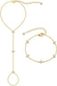 3PCS 14K Gold-Plated Hand Chain Bracelets for Women, Stack Bracelets Set Adjustable, Trendy Dainty Ring Bracelet Hand Chain