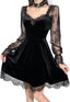 TSMNZMU Women Gothic Velvet Dress - Lace Long Sleeve Midi Lolita Dresses