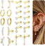 LOLIAS Hypoallergenic Flat Back Earrings-Cartilage Earring Stacks-Surgical Steel Earrings
