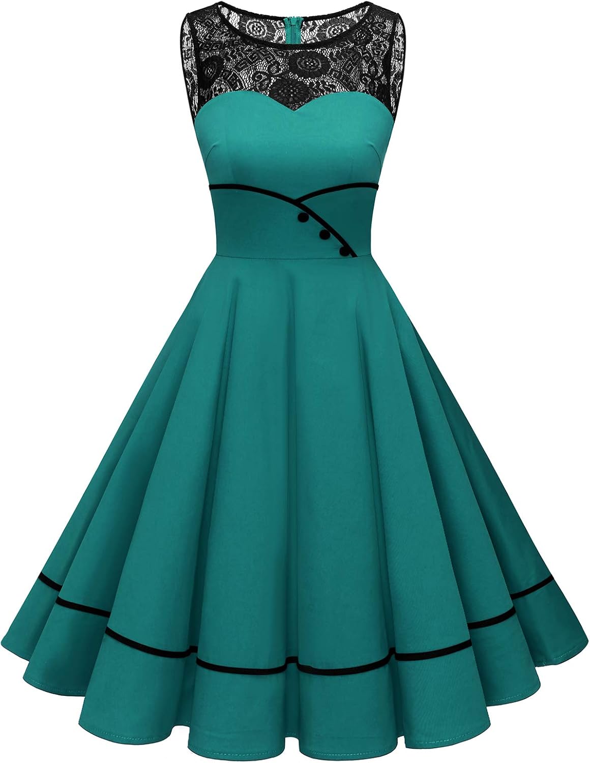 Floral Vintage Swing Dress - Sleeveless - 1950s Rockabilly Pin-Up Style