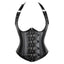 PU Leather Halter Corset Bustier with Lace-Up Back