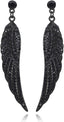 Vintage Floral Teardrop Butterfly Wing Black Austrian Crystal Drop Dangle Earrings for Women Bride Gift