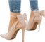 Fashare Womens High Heels Bow Tie Back Sexy Stiletto Ankle Strap Wedding Dress Pumps Shoes