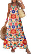 Dokotoo Women Summer Dresses Scoop Neck Ruffle Flowy Boho Maxi Dress