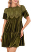 Wenrine Womens Velvet Dress Fall Lace Short Sleeve Babydoll Mini Dresses