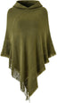 Ferand Women's Witchy Hooded Knit Poncho with Fringe