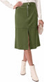 Tankaneo Womens Faux Suede Skirts Midi High Waist A Line Vintage Skirt