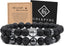 Black Obsidian Bracelet for Men - Black Tourmaline Beaded Bracelets - Mens Bracelet Set 8MM Black Onyx Hematite Lava Stone Beads Triple Protection Bracelet for Men Women Gifts