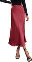 PRETTYGARDEN Women's Satin Midi Skirts Dressy Casual
