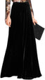 Women's Floor Length High Waist Evening Party Flowy Velvet Maxi Skirt