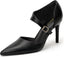 IDIFU Women's High Stiletto Heels Pumps Pointed Toe Heels Closed Toe Pumps with Elegant Metal Buckle Comfortable Office Wedding Dressy Shoes