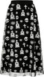 Women's Halloween Tulle Midi Skirt, Flocked Print Witch Costume Skirt
