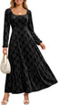 Caracilia Womens Long Sleeve Velvet Formal Fall Maxi Dress