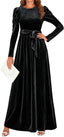 ZESICA Womens Winter Velvet Long Puff Sleeve Maxi Dress