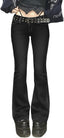 Women Bell Bottom Jeans Stretchy Flare Mid Rise Embroidery Vintage
