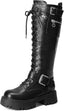 DREAM PAIRS Womens Knee High Combat Boots Platform Heels