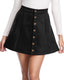 Fuinloth Women's Faux Suede Mini Skirt Button Front High Waist A-Line Flare