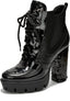 Women's Rhinestone Cowboy Booties - Western Ankle Boots with Pointed Toe, Block Heel & Lace-Up Design for Casual Dress or Party | Stylish Comfortable Short Booties (Nell)