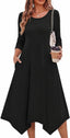 Zeagoo Midi Dresses Women 2026 Dress 3/4 Sleeve A Line Casual Dresses with Pockets